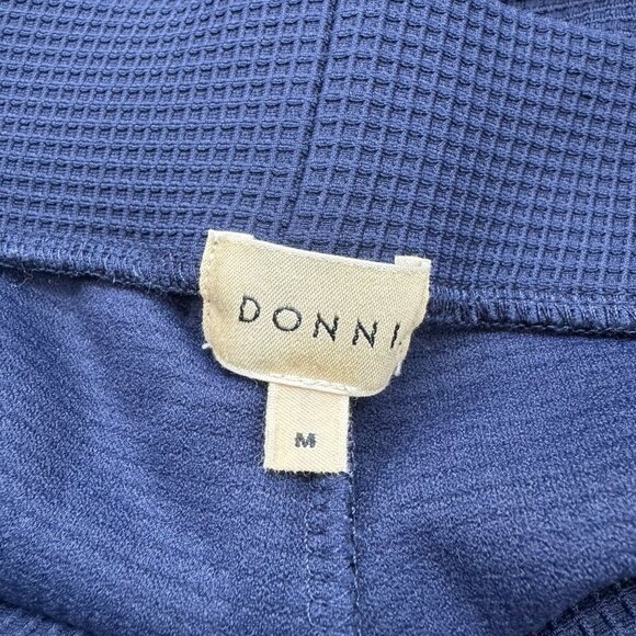 DONNI The Box Weave Stretch Kick Flare Pants Navy Blue Medium - Picture 6 of 13